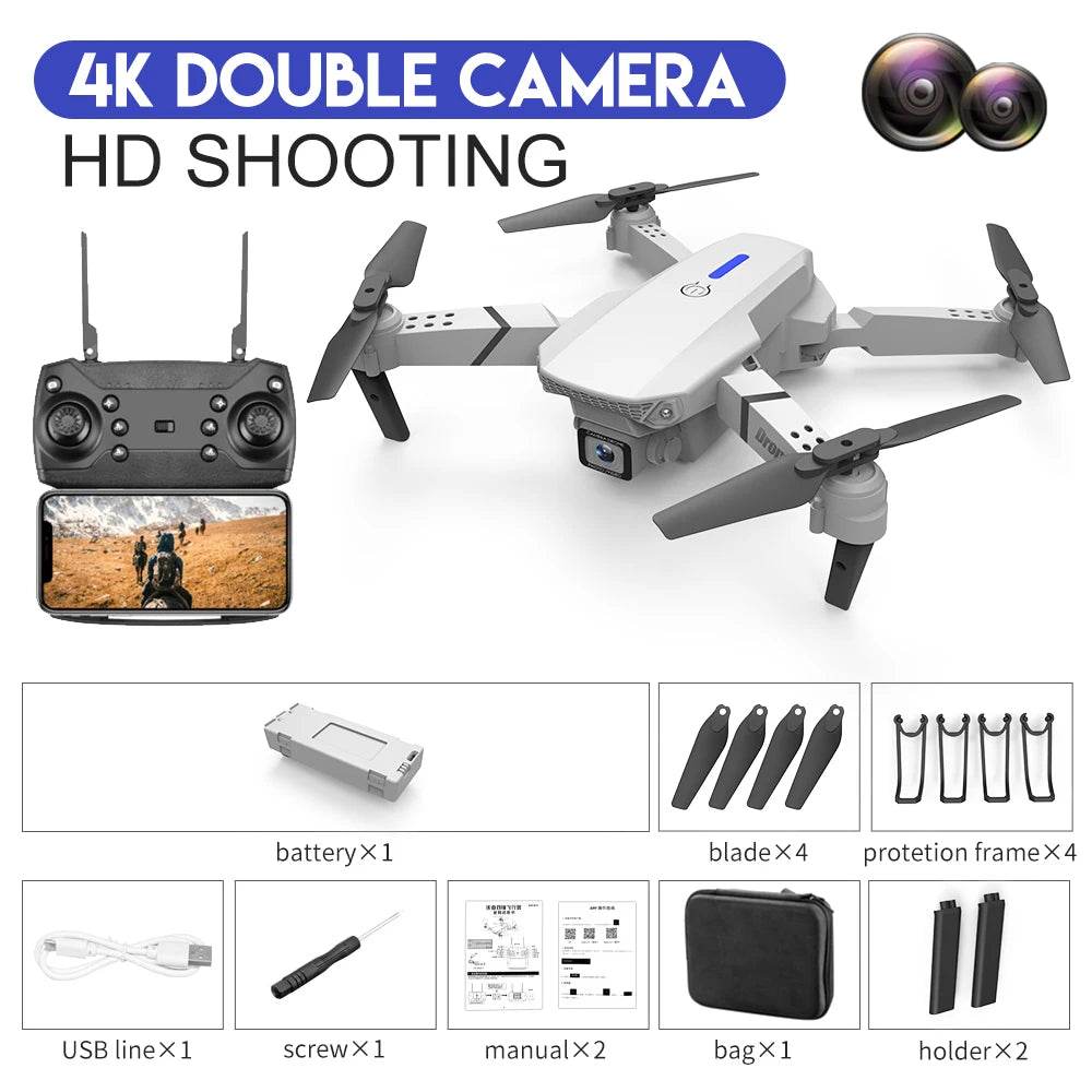 2023 E88Pro 4K Professional RC Drone with 1080P HD Camera - Foldable Helicopter, WIFI FPV, and Height Hold - Perfect Gift Toy - ToylandEU