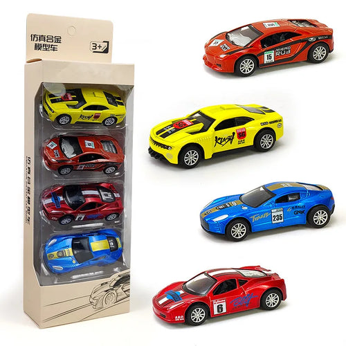 Set of 4 Toddler Car Toys with Various Police, School Bus, and Taxi Styles Made of Durable Alloy ToylandEU.com Toyland EU