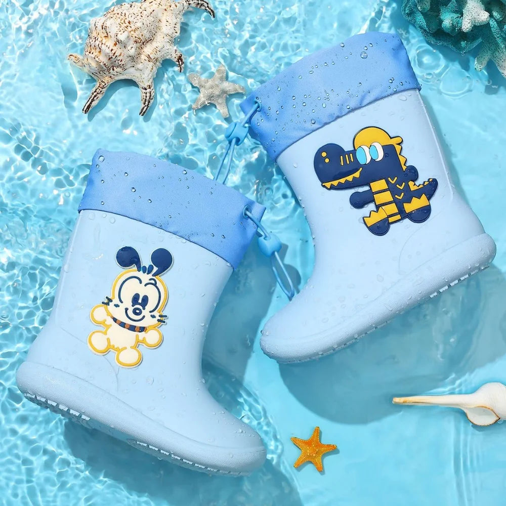 Kids Rain Boots | Non Slip Grip | Hook And Loop Closure | Ages 4 To 6