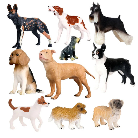 Farm Animals Action Figure Playset with Deerhound Dog, Beagle, Boston Terrier, and Bearded Collie Models