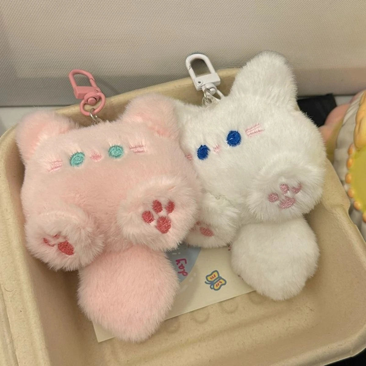 Adorable Cat Keychain Plush With Lobster Clasp For Bags
