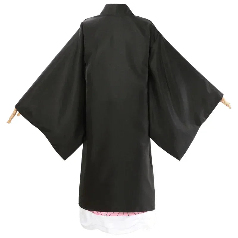 Nezuko Cosplay Costume | Kimono Haori Set | Includes Wig And Clogs | Adult Fit
