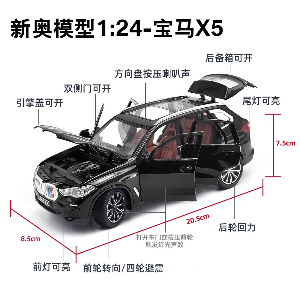 1:24 Scale X5 SUV Diecast Alloy Car Model with Sound - Toy Vehicle - ToylandEU