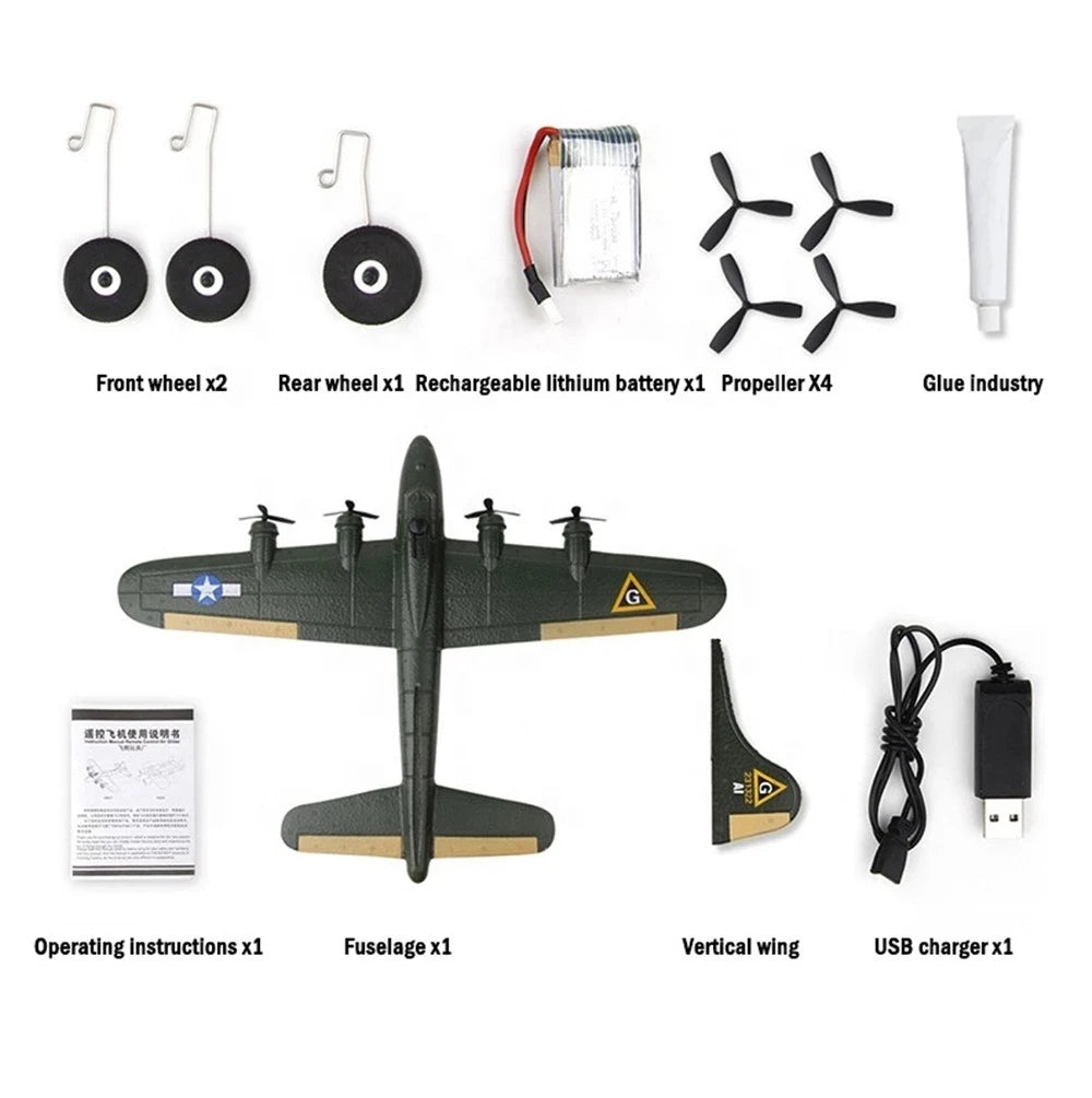 RC FX817 B17 Remote Control Fighter Plane - 2.4G 2CH Foam RC Aircraft for Kids, Perfect Gift for Children