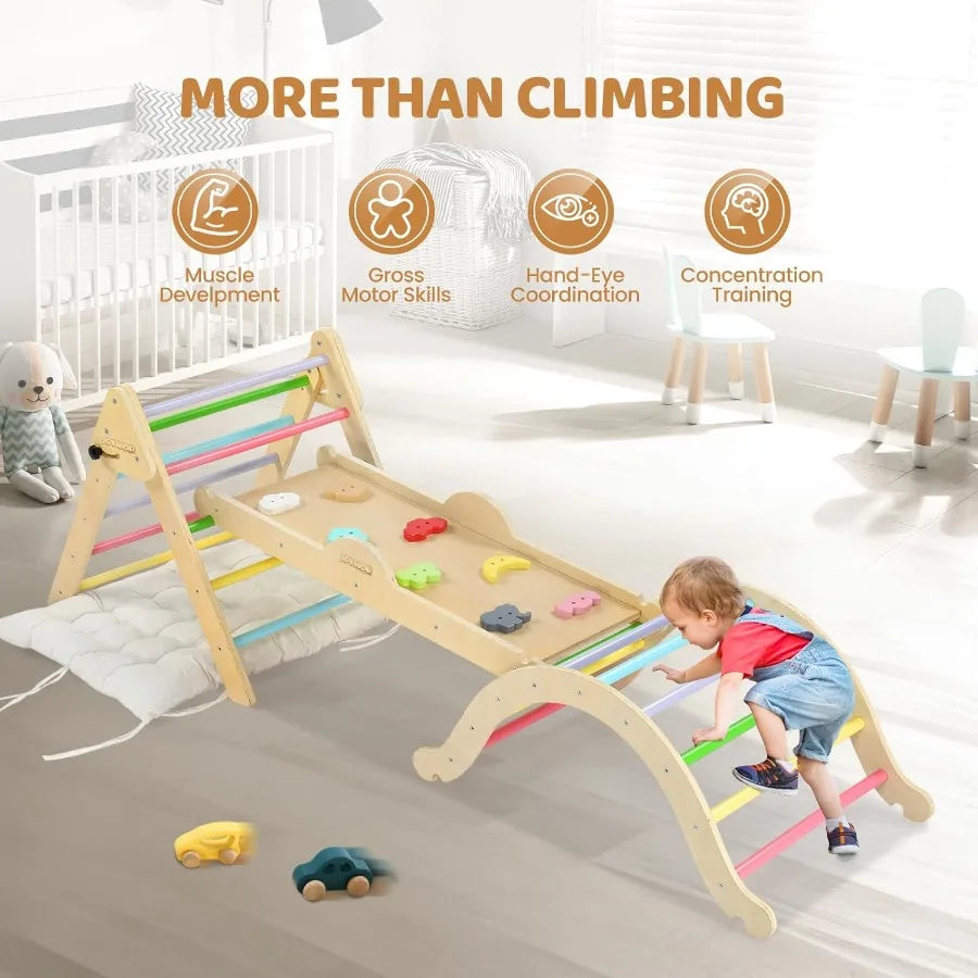 Montessori Pikler Triangle Climbing Set With Large Cushion