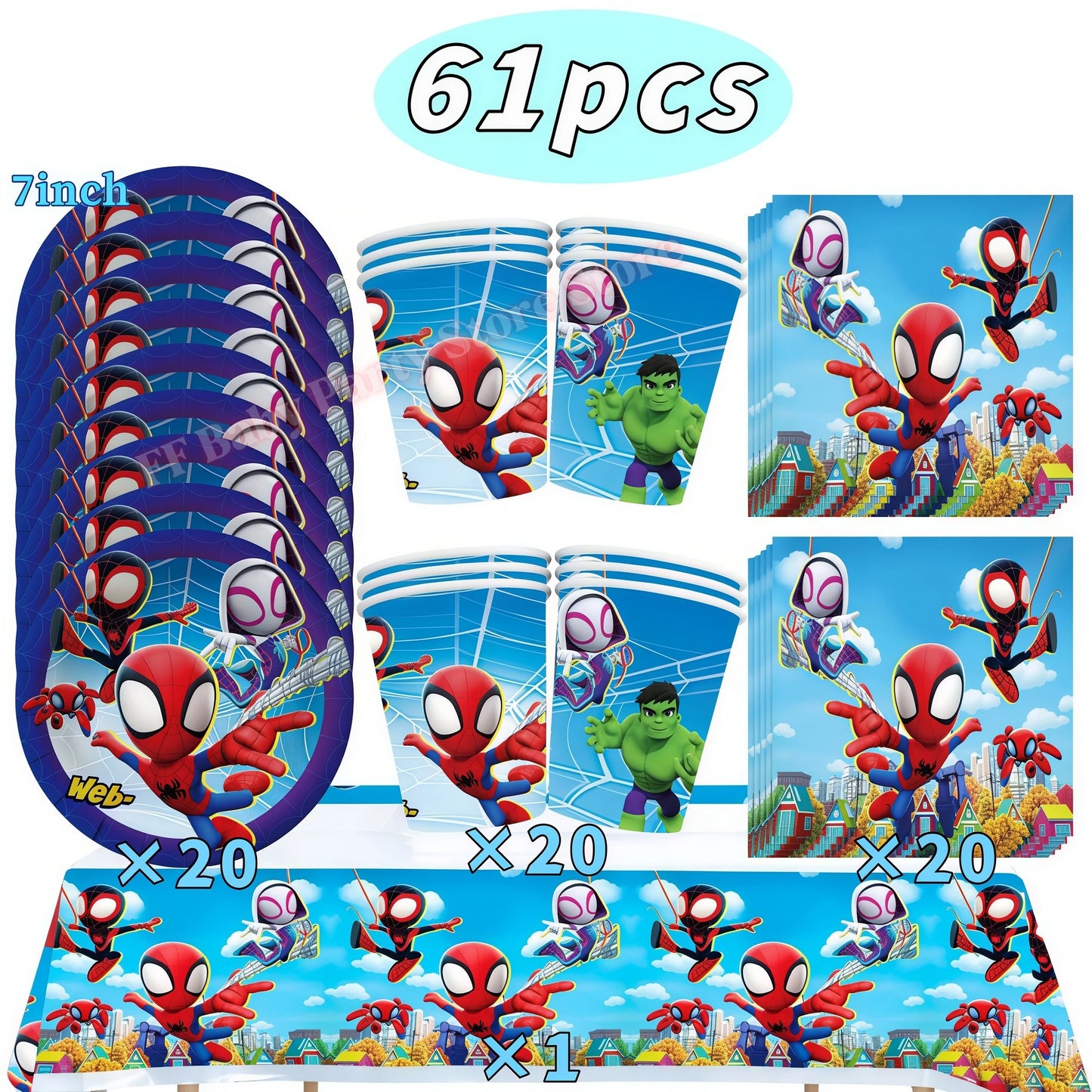 Spider Hero Party Decor | Plates Cups Banner | Balloon Party Favors | Set