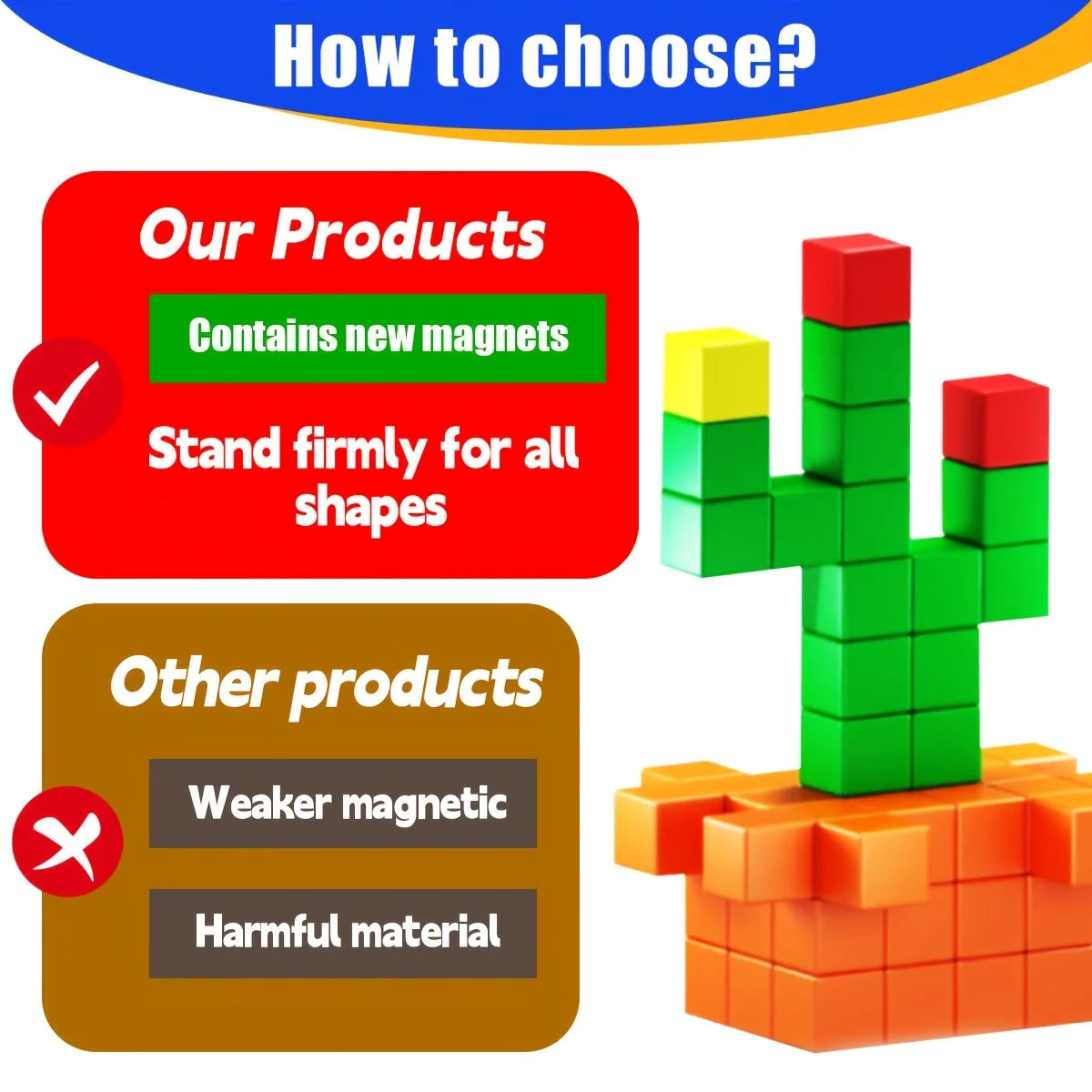 Magnetic Blocks | 2 cm Magnetic Cubes | 48 and 100 PCS Sets | Random Color