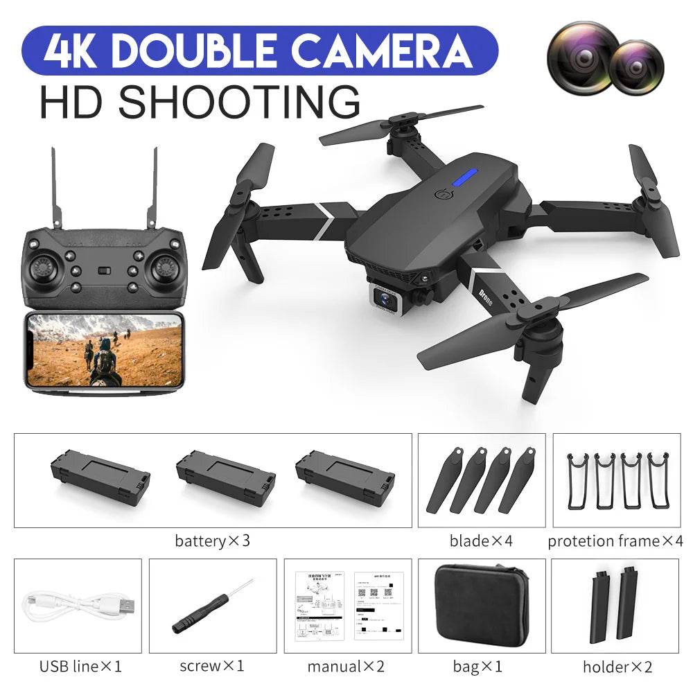 2023 E88Pro 4K Professional RC Drone with 1080P HD Camera - Foldable Helicopter, WIFI FPV, and Height Hold - Perfect Gift Toy - ToylandEU