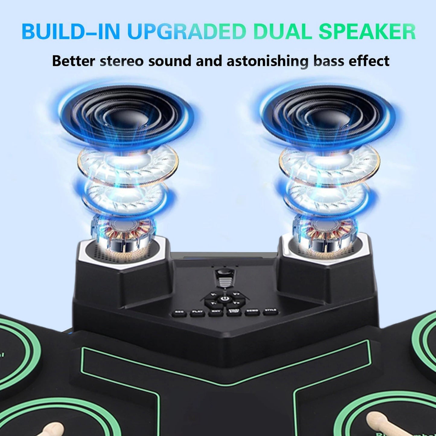 Roll Up Bluetooth Portable Electronic Drum Set With Led Lights