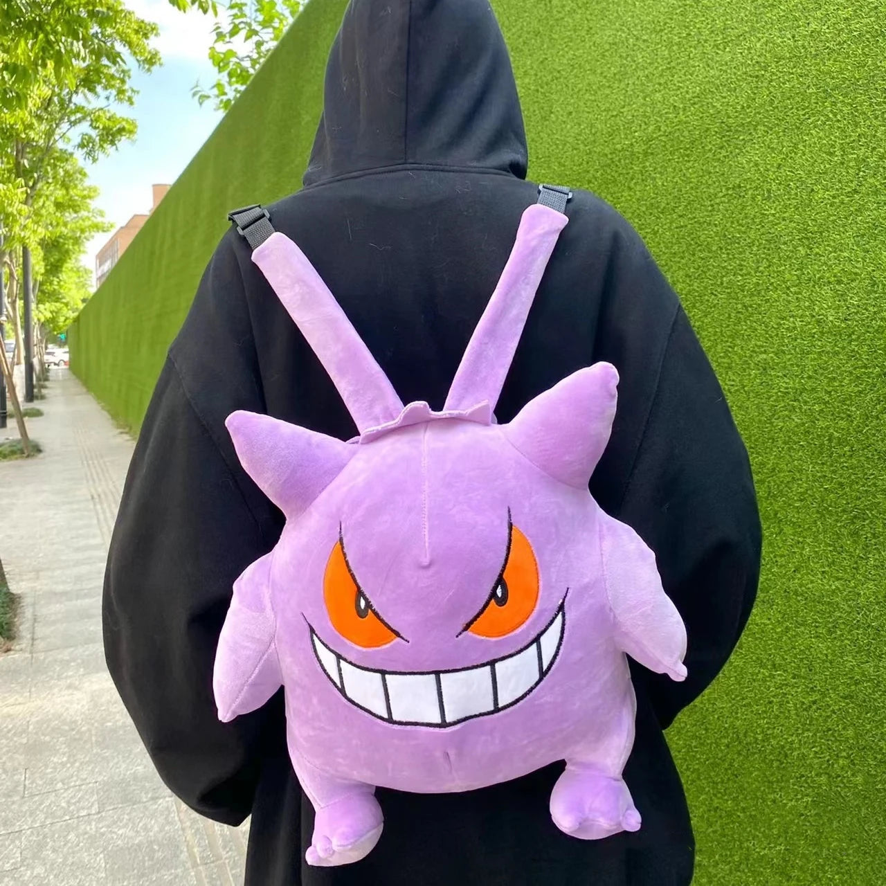 Cute Gengar Plush Backpack for Kids - Fun School Bag & Toy Combo