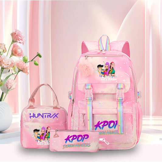 Kpop Demon Hunters Backpack | 25 Liter Air Cushion Strap | Retractable Handle
