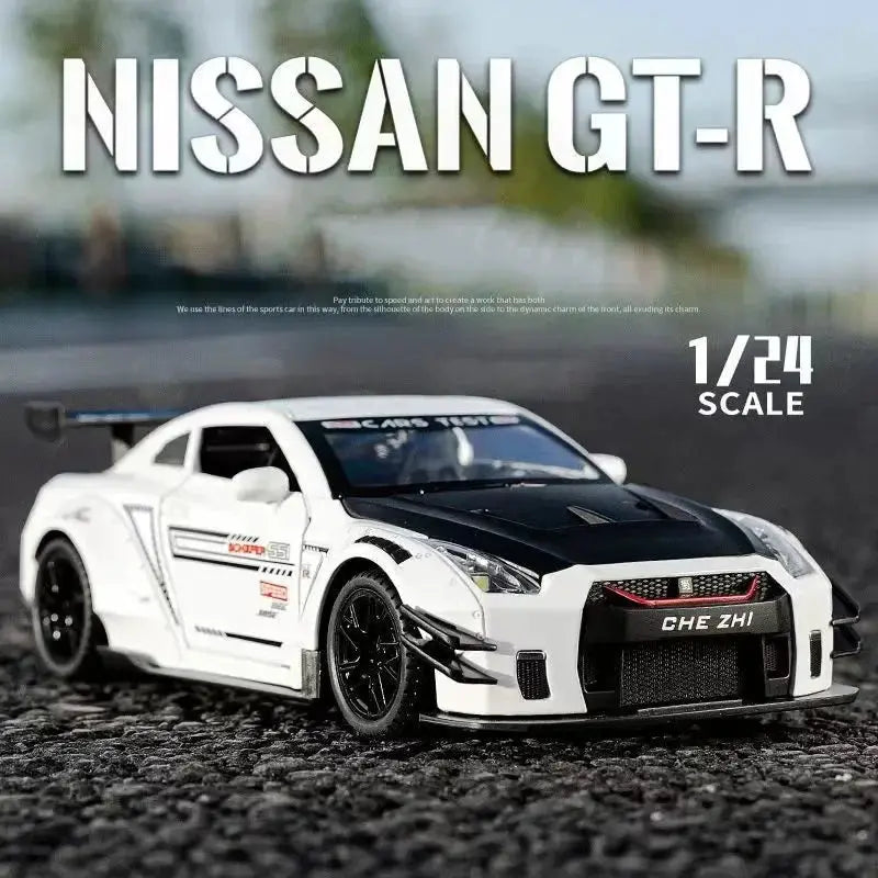 1:24 Skyline Ares Nissan GTR R34 R35 Alloy Sports Car Model Diecast Metal Racing Car Model Simulation Sound and Light Kids Gifts - ToylandEU