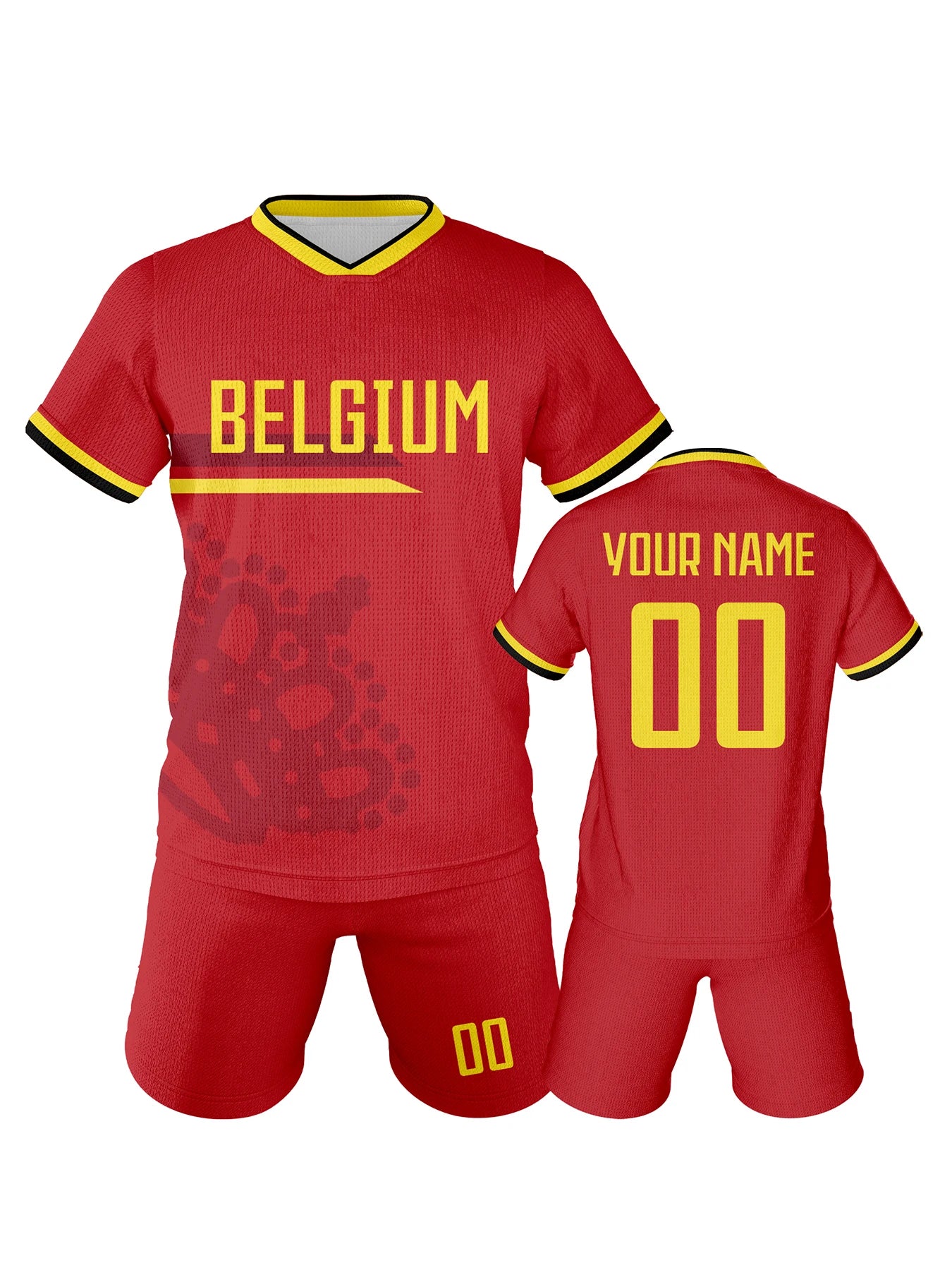 Personalized Belgium Kids Soccer Jersey Set - Custom Summer Football Uniforms for Boys and Girls (Ages 3-14)