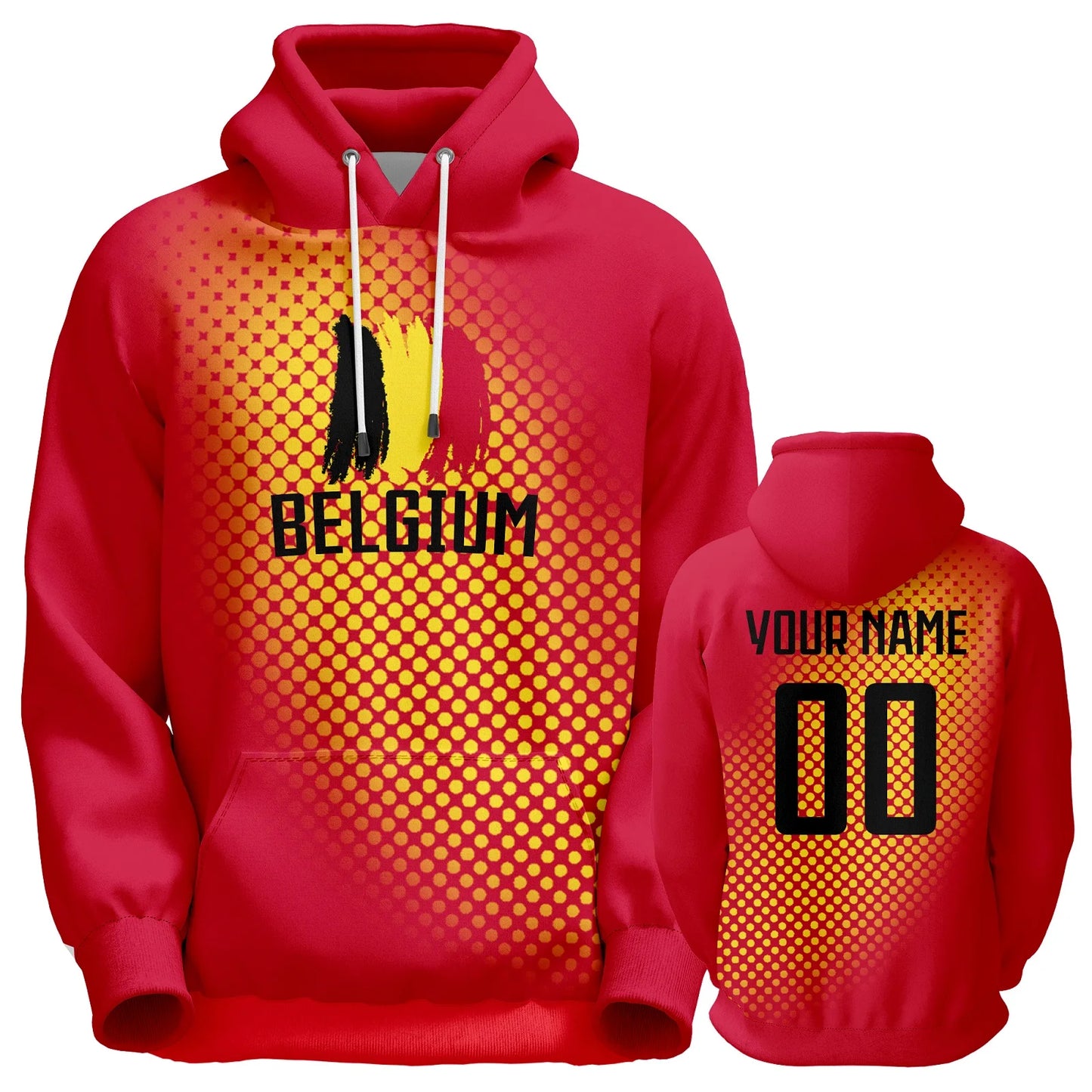 Personalized Red Belgium Soccer Hoodie for All Ages - Custom Name & Number Football Sweatshirt - Ideal Gift for Fans