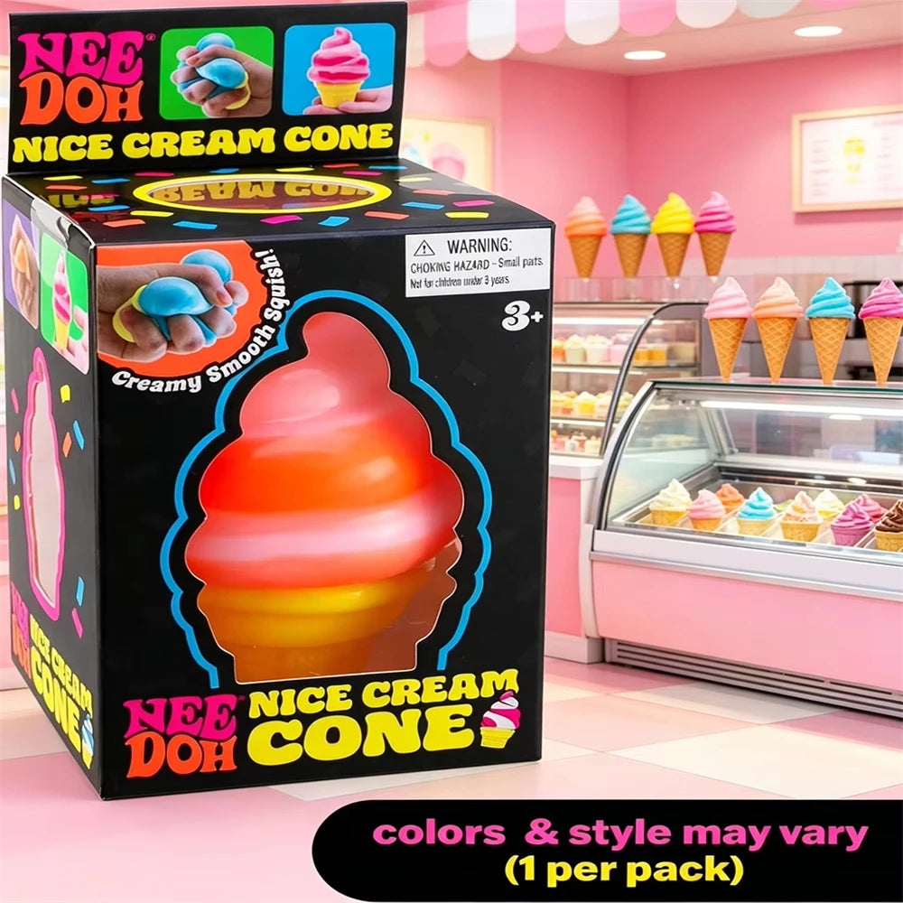 Needoh Ice Cream Sensory Toy | Stress Relieving Pinch Block | Adult Fidget Gift