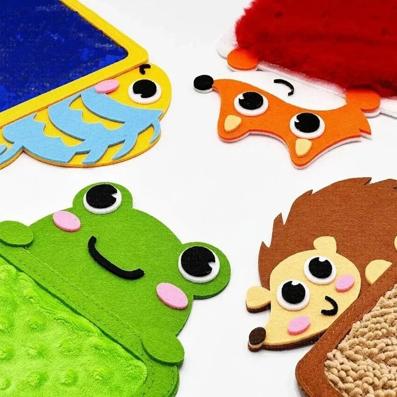 Felt Sensory Mats | Textured Fluff Animals | Soft Polyester | Set Of 8 Therapy