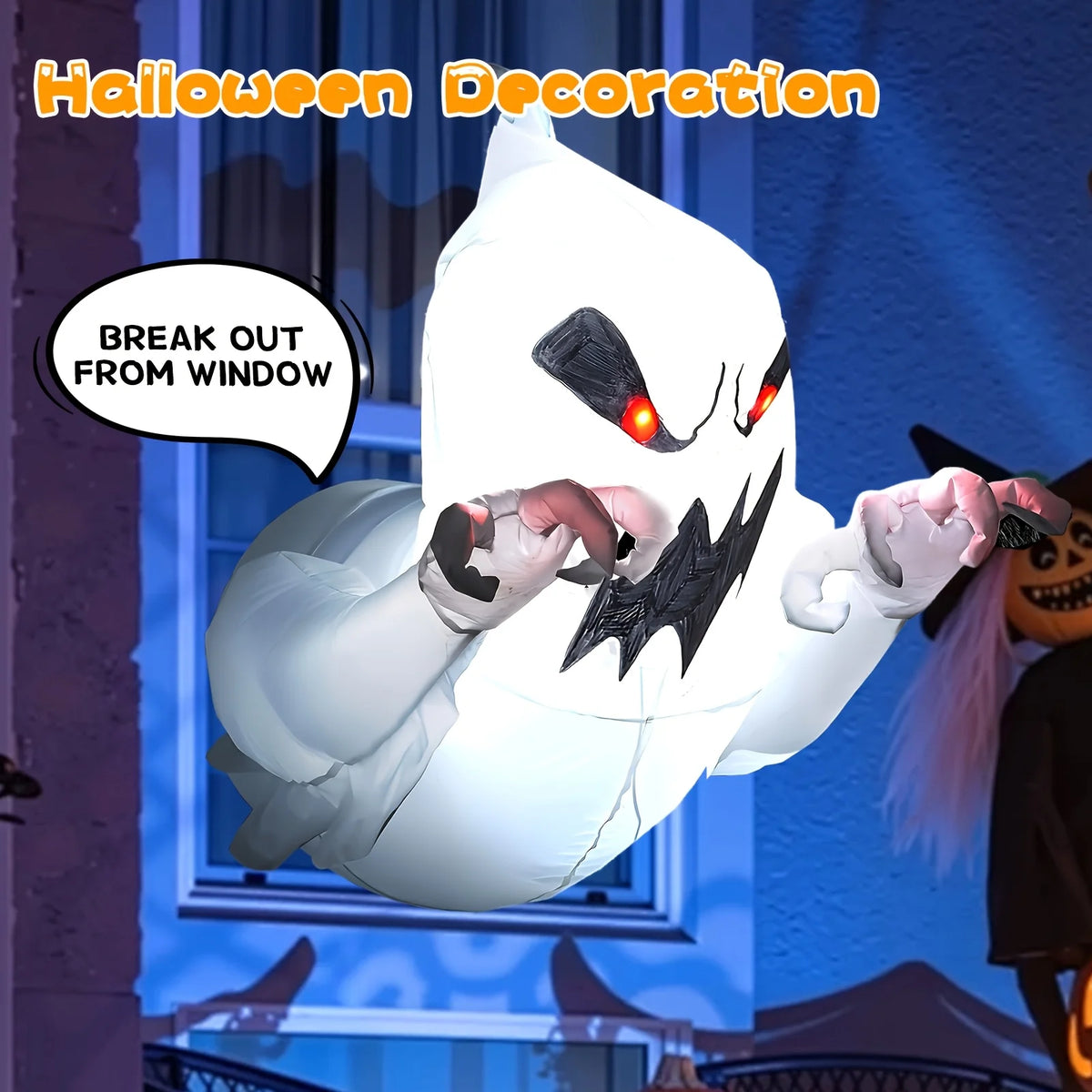 Inflatable Ghost Decor | 3.3 Ft Height | Built In LED | Halloween Yard Prop