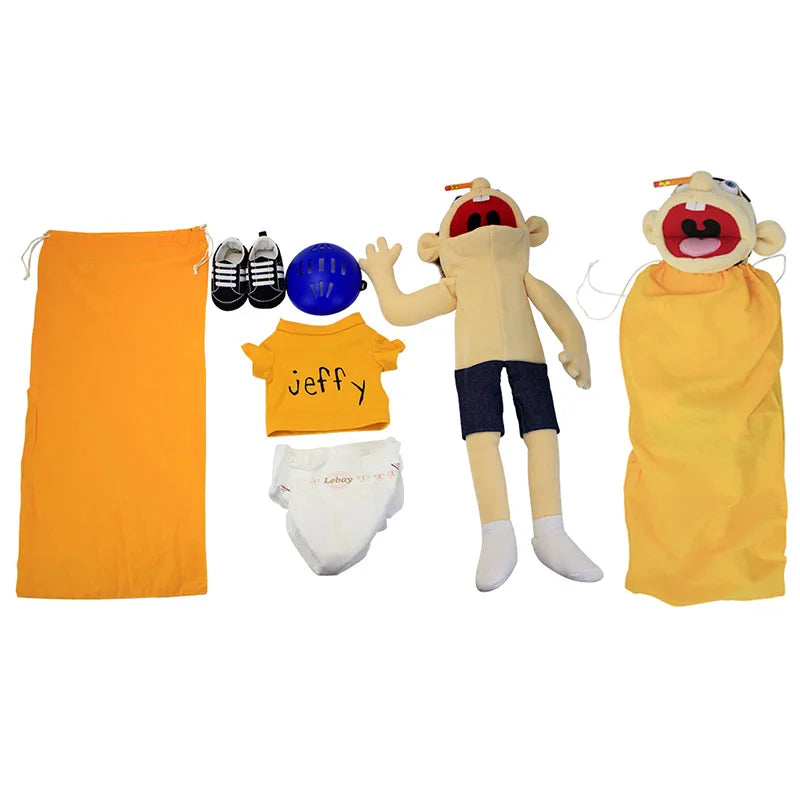 Large Jeffy Boy Hand Puppet with Openable Mouth and Accessories