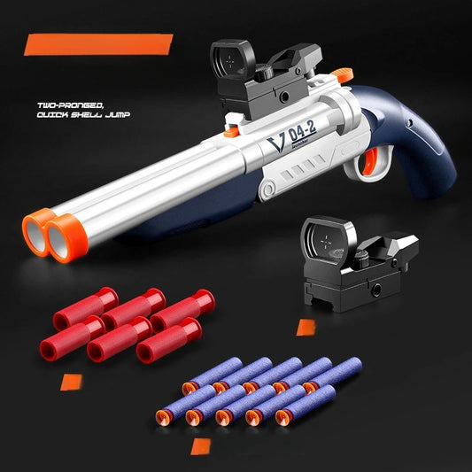 Double Barrel Toy Gun | Soft Bullets | Manual Operation | For Ages 14 Plus