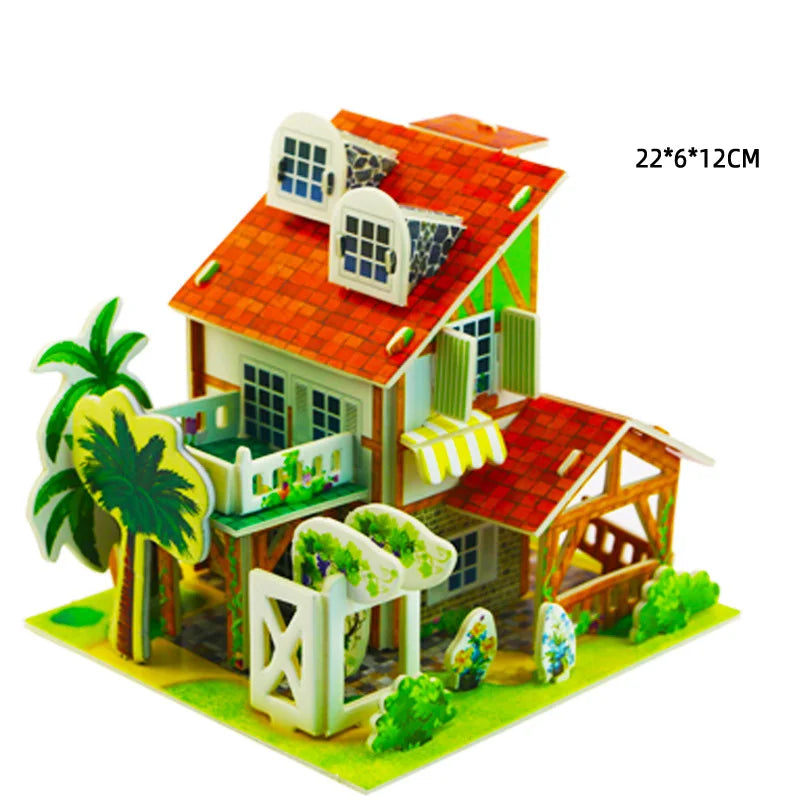 3D Puzzle | Villa House Castle Model | Cardboard Construction | Ages 6-14