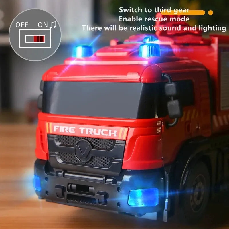 Transforming RC Fire Truck Toy with Water Spray and Remote Control
