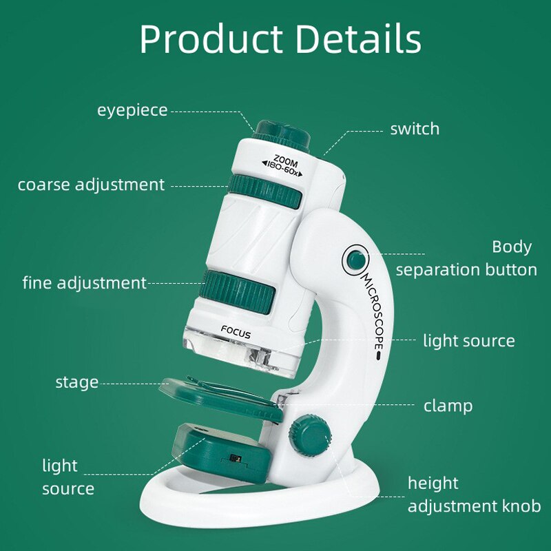 Portable LED Light Microscope Kit for Kids' Educational Science Exploration - ToylandEU
