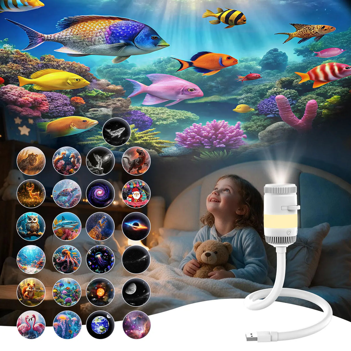 Star Projector | USB Jellyfish Design | Ambient Night Light | Bedroom Nursery