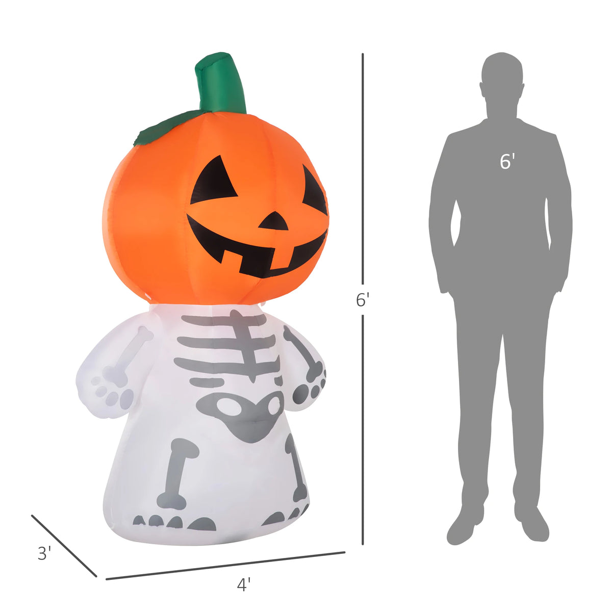 Inflatable Pumpkin Man | 6 Foot | Led Lights | Halloween Outdoor