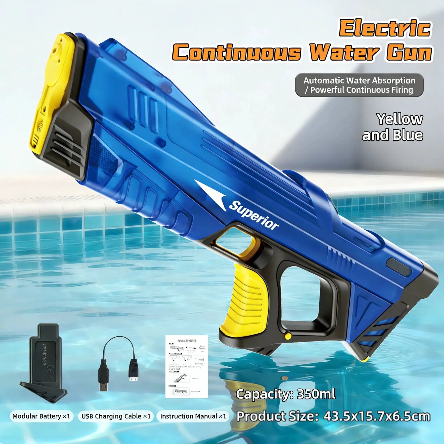 Water Guns Electric New Children Wholesale AutomaticWater Absorption Battery DisplayLarge Capacity Boys' Water PlayToyWaterGun - ToylandEU