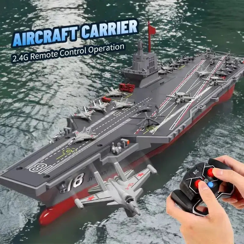 RC Warship 26.7 inch(68CM) Super Long Hull RC Boat Charging Military Children's Toy boy Electric Toy Ship Aircraft Carrier Warsh - ToylandEU