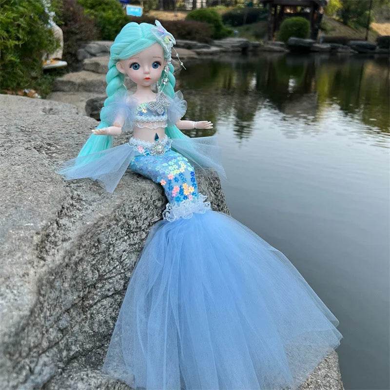 45cm Mermaid Doll Girl Toy Blue Eyes Princess Wedding Dress - ToylandEU
