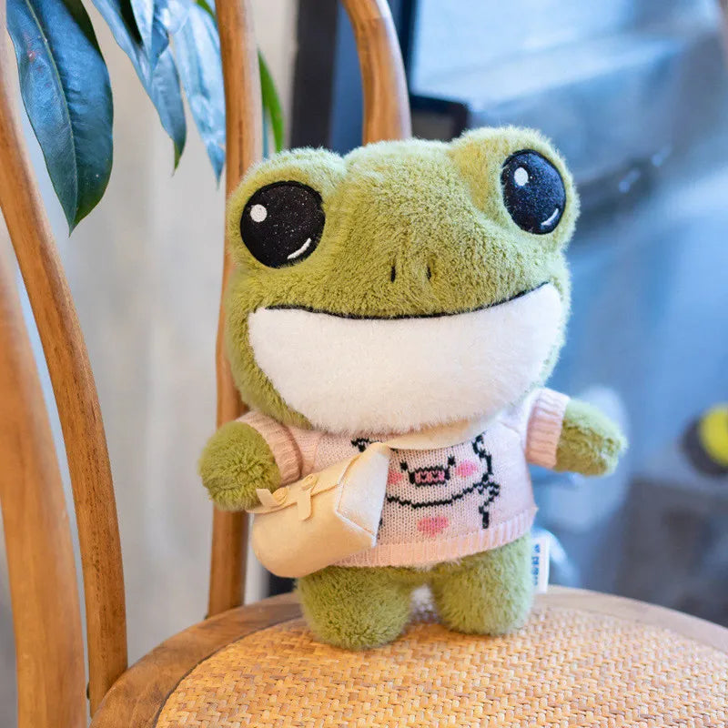 30cm Adorable Soft Frog Plush Toy with Big Eyes and Sweater - ToylandEU