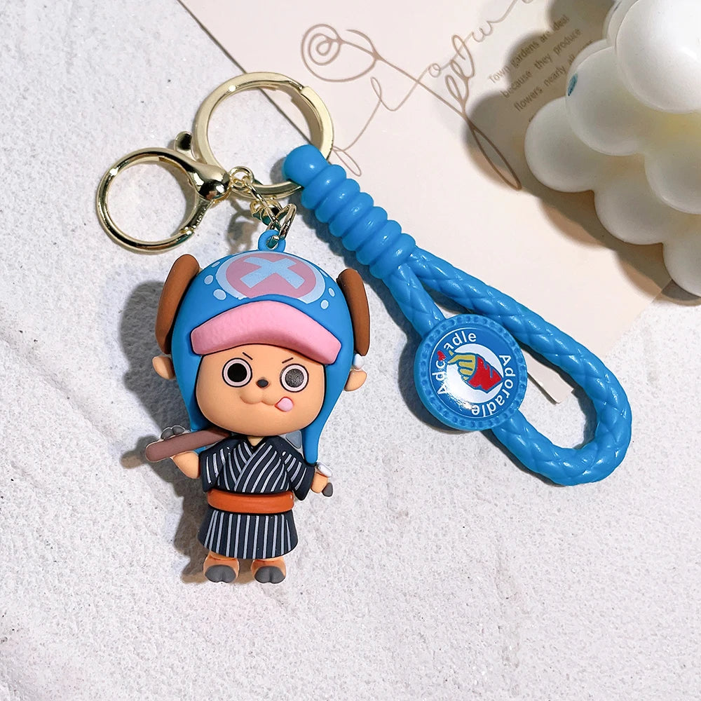 Adorable ONE PIECE Silicone Keychains - Luffy & Zoro Mini Figures