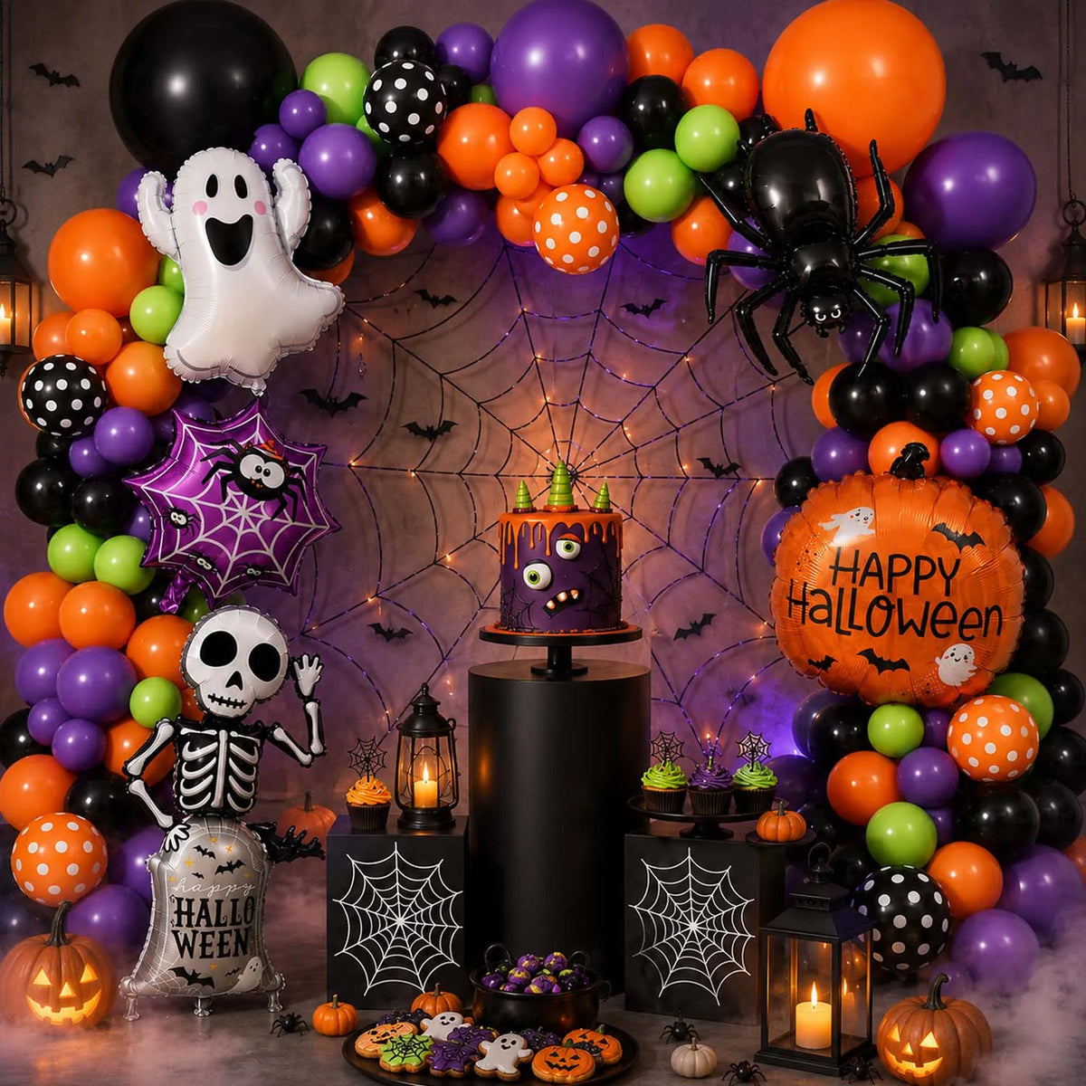 Halloween Balloon Garland Kit | 108pc Set | Foil Latex Mix | Party Decor