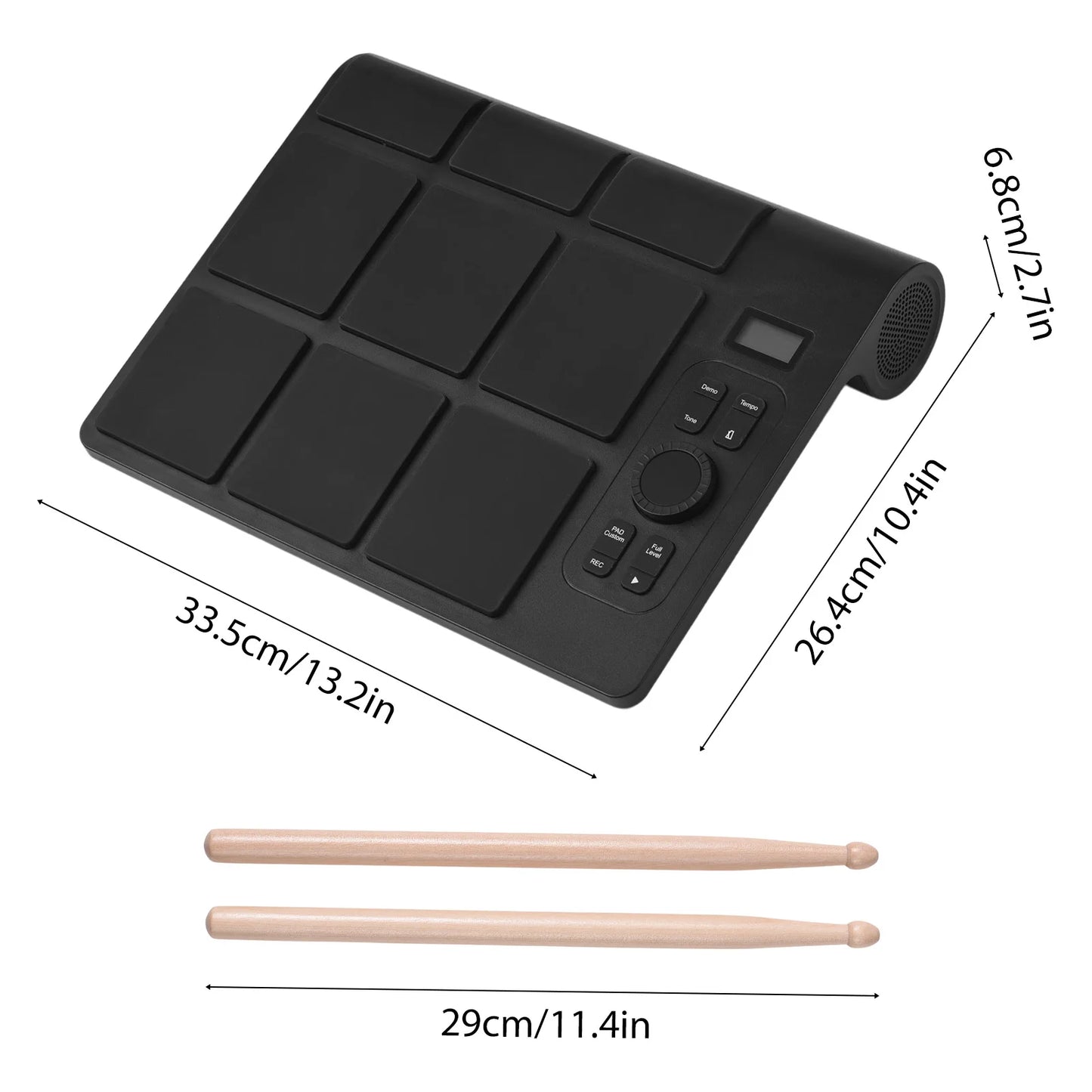 Portable Electronic Drum Set With 9 Pads And MIDI Controller