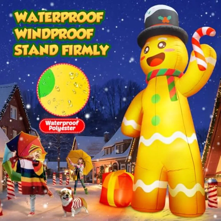 Inflatable Gingerbread Man | 12 Ft Stand | Led Illumination | Outdoor Yard