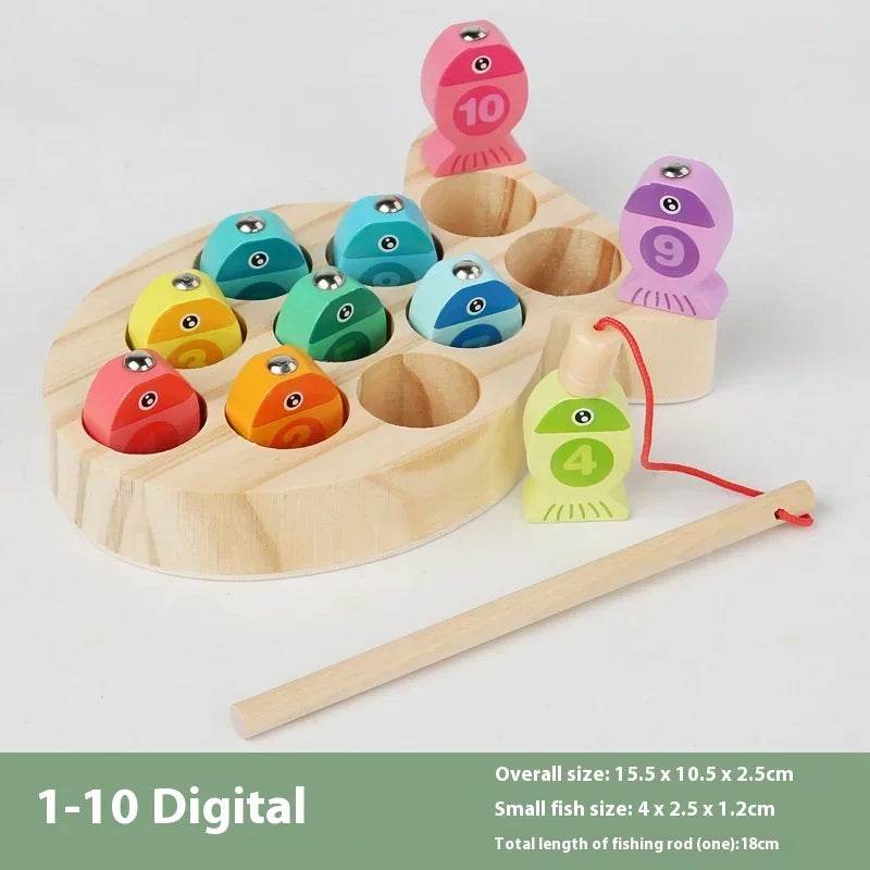 Wooden Children Fishing Toys Baby Montessori Early Education Toys Kids Ability Training Game Toddler Number Alphabet Learning - ToylandEU
