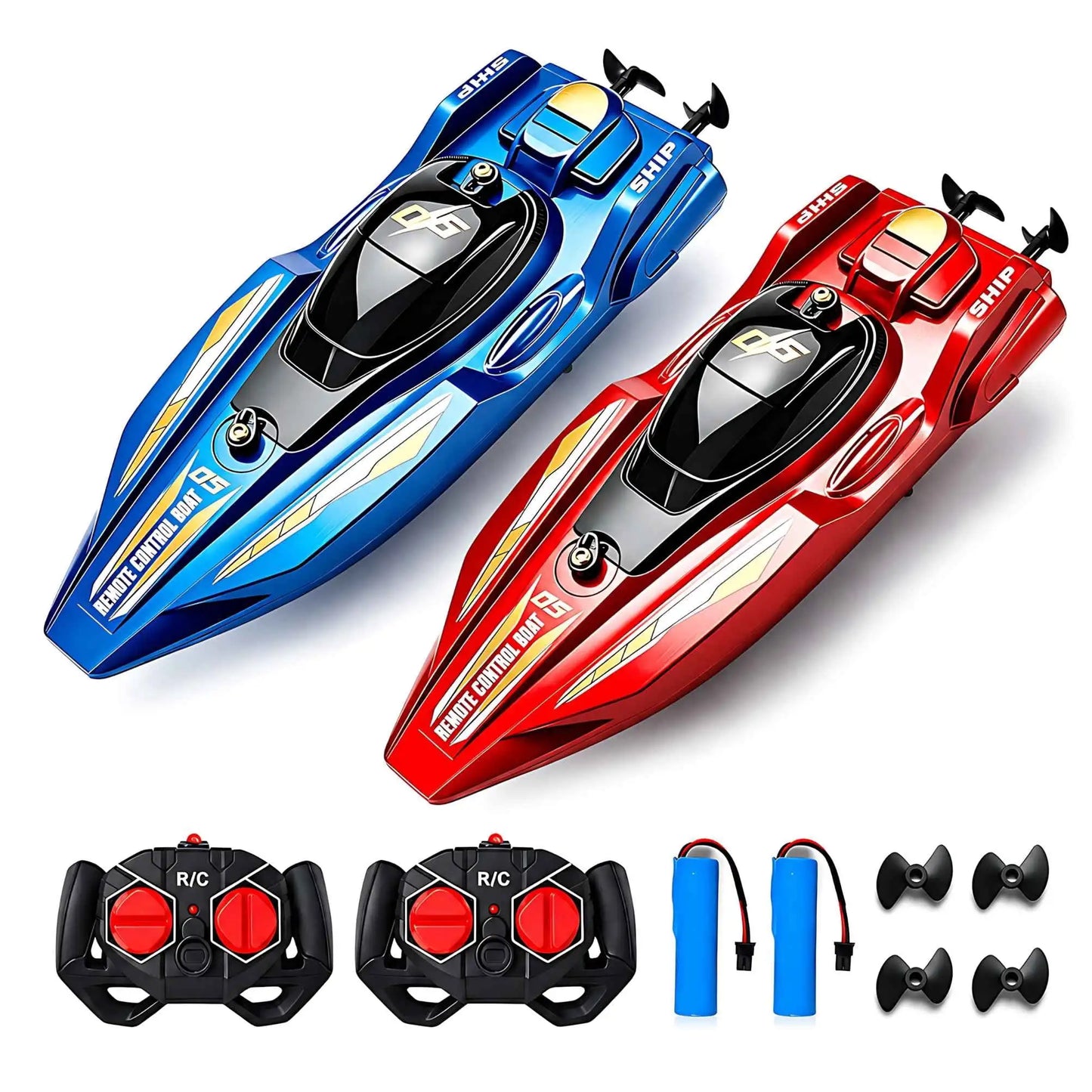 RC Speed Boat Set | Dual Motor | 2.4GHz 4-Channel MODE2 | 2 Pack