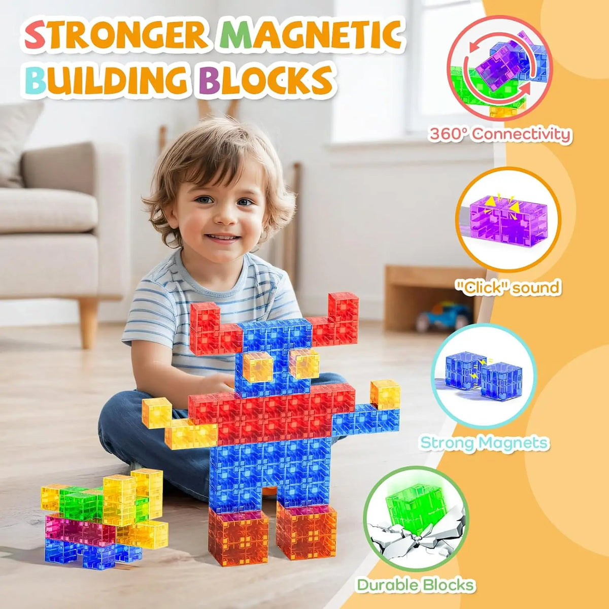 Magnetic Building Blocks | Transparent | STEM Educational | Ages 4 To 12
