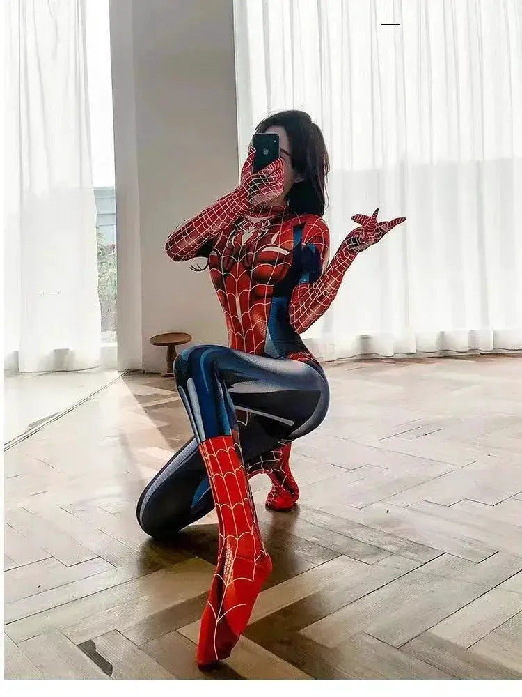 Sexy Black Cat Superhero Cosplay Costume For Spider Women Halloween Costume Christmas Tight 3d Printing Jumpuit Bodysuit Toys - ToylandEU