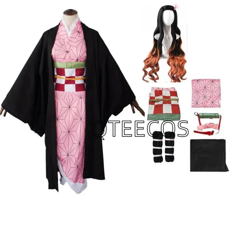 Nezuko Cosplay Outfit | Polyester Fabric | Demon Slayer Anime | Adult Unisex