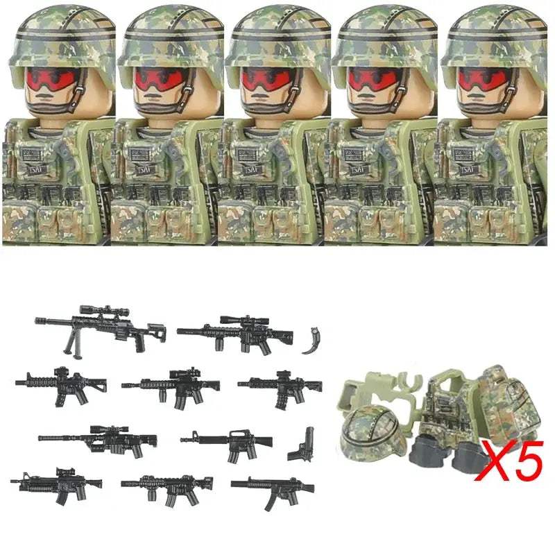 Military Army Figures Building Blocks SWAT Ghost Commando Special Forces Soldier Weapons Gun Hat Shield Belt AK Mini Bricks Toy - ToylandEU