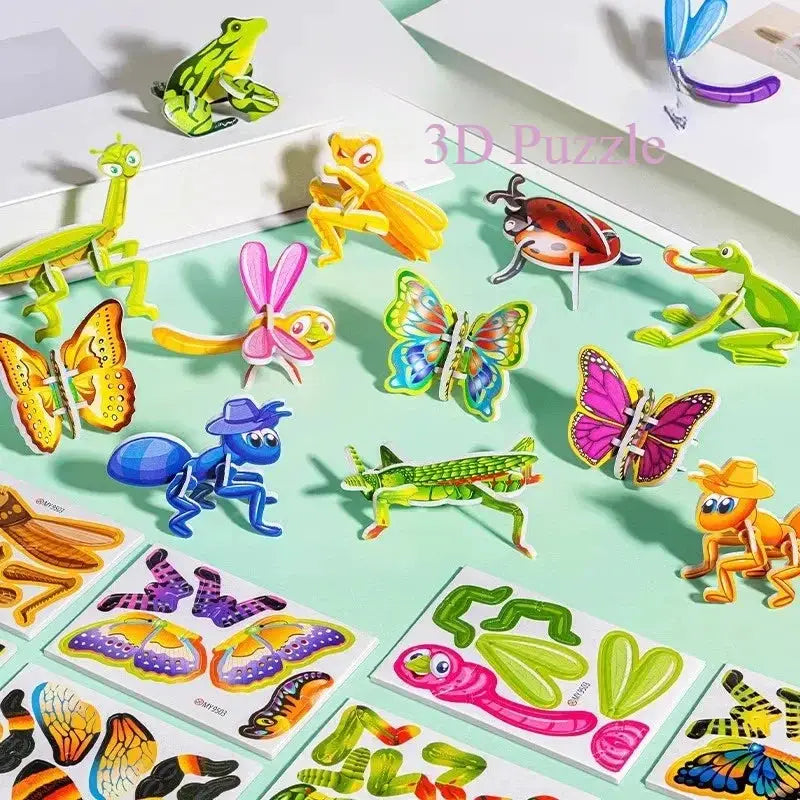 Cartoon Handmade DIY 3D Jigsaw Puzzle Insect Dinosaur Animal 25PCS Set Glue-Free Cultivate Observation Teaching Aids Kids Toys - ToylandEU