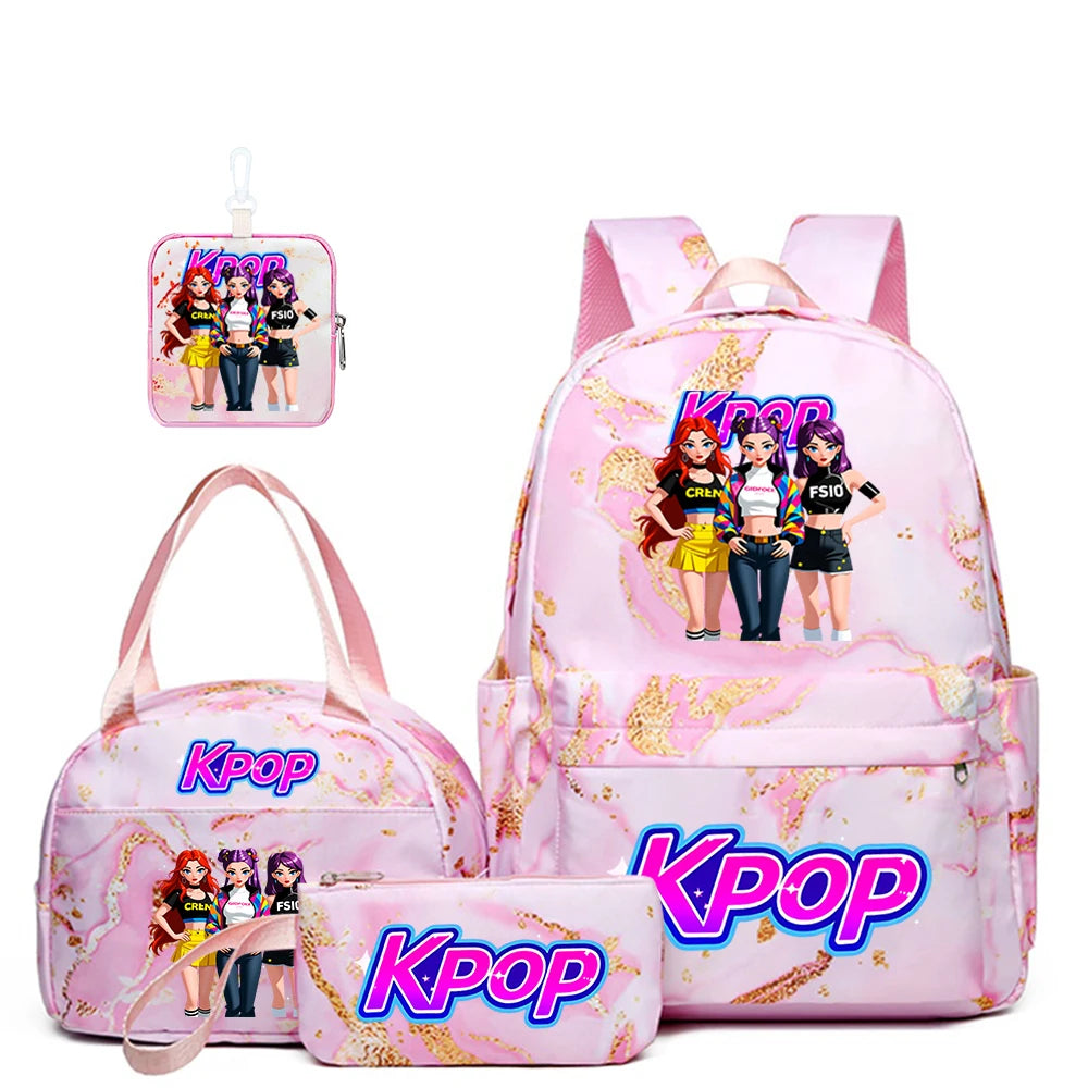 KPOP Backpack Set | KPOP Girl Group Pattern | Polyester Material | 4 Pack