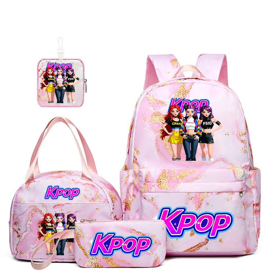 KPOP Backpack Set | KPOP Girl Group Pattern | Polyester Material | 4 Pack