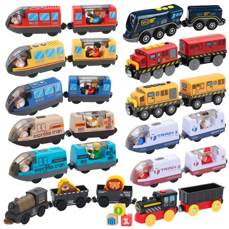 Children's Battery Operated Electric Train Set with Diecast Magnetic Locomotive - ToylandEU