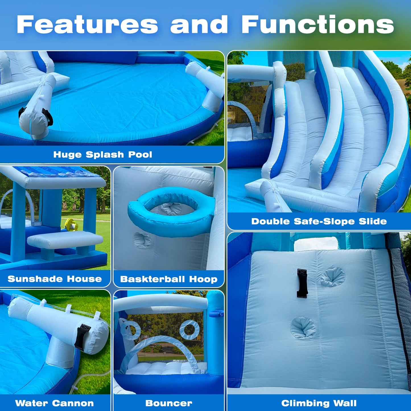 Double Water Slide Inflatable Bounce House For Kids And Adults