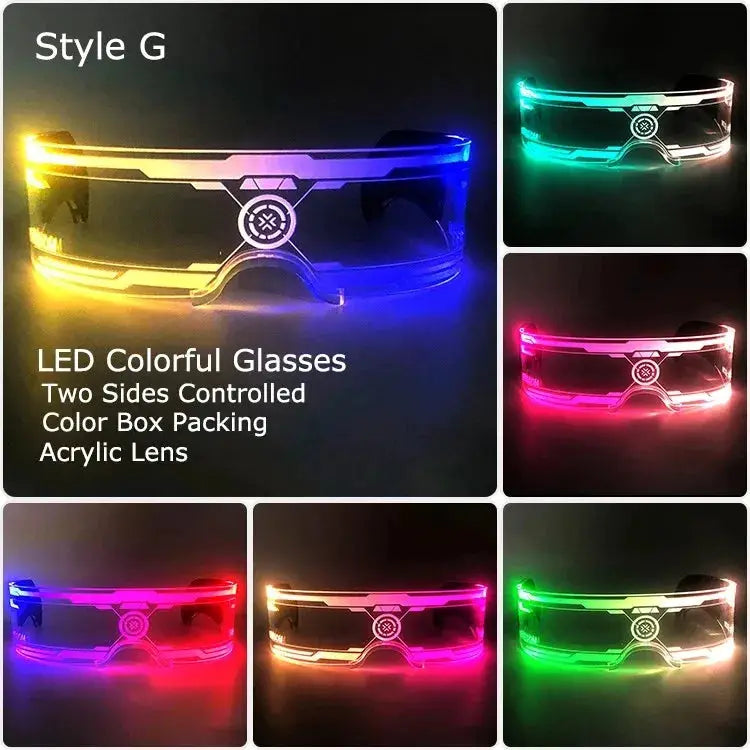 Cool Cyberpunk Visor Glasses LED light up Glasses Luminous futuristic glasses Rave Outfit for Festival Season Party props - ToylandEU