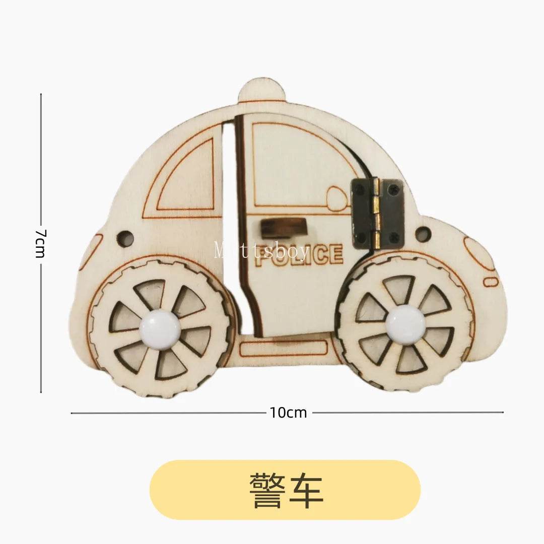 Montessori Busy Board DIY Wooden Accessories Educational Toy for Children with Castle Bulldozer Helicopter and Early Learning Activities - ToylandEU