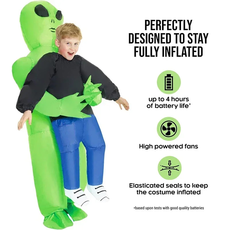 Inflatable Alien Costume | Green Design | Kids Fit | Halloween Party